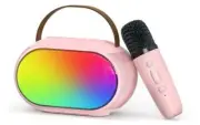 Kids Karaoke Microphone Machine with Dual Drivers, Toys for 3, 4, 5, 6, B-Pink
