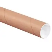 Mailing Shipping Tubes with Caps 2 x 24 Inches, Brown, Kraft, Pack of 50