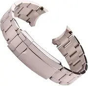 [TIME WARRIOR] Rolex 20MM Brushed Solid Stainless Steel For Submariner, GMT-Master Watch Band Bracelet starp W/Logo, Stainless Steel, Large, Submariner Band