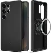 SPIGEN Thin Fit MagFit for Samsung Galaxy S25 Ultra Case, Compatible with Qi2 Ready MagSafe Magnetic Ring, Air Cushion Bumper Technology Exact Fit Hybrid PC & TPU Structure Raised Edge Cover - Black