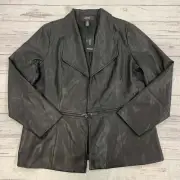 Alfani Gallery Mood Black Faux Leather Jacket Women’s Size XL New *