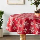 Decorative Christmas Snowflakes Design Red Tablecloths - 60" Round