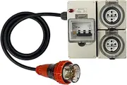 Power Board 5 Pin 32 Amp Three Phase to 2 x 5 Pin 10 Amp Three Phase Outlets RCBO Protected
