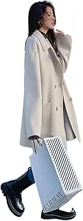 [Kromoc] Women's Tweed Blazer Double Breasted Buttons Suit Jacket Formal Prom Business Casual Tuxedos Coat