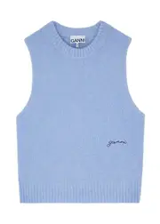 Ganni Logo-embroidered Alpaca-blend Vest - Light Blue - M (UK12 / M) M (UK12 / M)