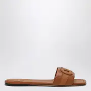 [Ferragamo] Gancini slide in cognac leather 7 US Metal