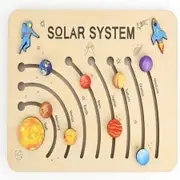 Wooden Solar System Planets Jigsaw Puzzles Space Education Toys Montessori Astronaut Thinking Training Puzzle Great Gifts for Toddlers