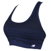 New Balance Black and Blue Striped Crossback Strap Sports Bra Size Large