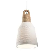 Mercator Morrissey Small White Ceramic & Oak Pendant Light