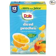 Dole Fruit Bowls Diced Peaches in 100% Juice Snacks 4oz 12 Total Cups