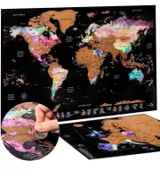 Atles and Green scratch off world map With Bonus EU Map 11” X 17”