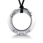 Live the Life You Love 925 Sterling Silver Pendant Cord Set Inspiration Jewelry