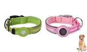 2Pcs Waterproof Airtag Dog Collar Holder Anti-Lost Airtag Protective Cover For Pet Collar-Pink And Green