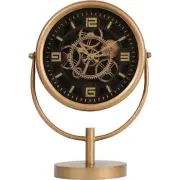 NEW Costa Industrial Gold Metal Moving Gears Footed Stem Desk Clock, 45cm
