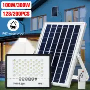 100/300W Solar Flood Light Dusk to Dawn LED Security Street Light & Remote Timer
