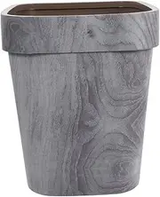 MAGICLULU Retro Trash Can Wood Grain Wastebasket Lidless Trash Receptacle for Kitchen Bathroom Living Room Office Indoor Trash Can Light Grey