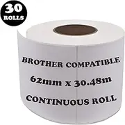 30 Rolls Brother Compatible DK 22205 62mm x 30.48m Postage Shipping Address Labels (Continuous Roll) DK22205