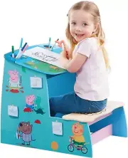 Peppa Pig FSC Certified Wooden Play Desk, Chalk Board and Storage Compartment