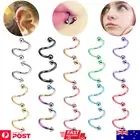 Surgical Steel Spiral Twisted Lip Ring Nose Rings Ear Cartilage Helix Piercing