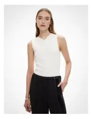 [Witchery] High V Knit Tank in Fresh White