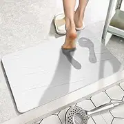 Diatomaceous Earth Bath Mat - Super Absorbent Fast Drying Bathroom Mat, Non-Slip Stone Shower Mat for Bath Tub, Soft Touch & Odor Resistant, Quick Dry Bath Mat (60 * 39cm, White)
