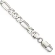 Sterling Silver 7.0mm Lightweight Flat Figaro Chain Bracelet 7" for Men's 8.71gm