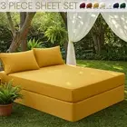 Full Size Bed Sheets 3 Piece Extra Deep Pocket Fitted Sheet With Pillowcases