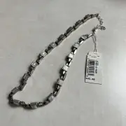 Vtg Napier Blue & Silver Metal Square Cube Beaded Necklace Starburst NWT $45