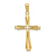 14k Yellow Gold Polished Solid Cross Pendant