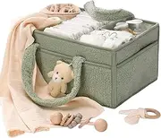 Diaper Organizer - Diaper Caddy Basket with Plush Toy,Portable Plush Storage Basket with Bear Nursery Changing Tote for Home Bedsides Showers