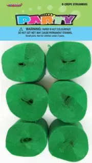6 Crepe streamers - Em/Green