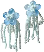 [RYEPOLNIX] Earrings Colourful Peach Blossom Tassel Handmade Earrings Summer Beach Sweet Cute Cool Girls Party Earrings/743