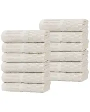 Superior Set of 12 Juno Medium Weight Checkered Border Washcloths