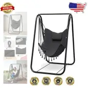 Rustproof Indoor Outdoor Hammock Swing Chair with Stand - Easy Setup & Storage