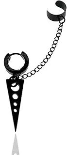 [Magideal] Earring Stainless Steel Dangle Chain Earrings Ring Hoop (Black)