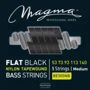Magma Electric Bass Strings Medium Flat Black Nylon Tapewound 5 Strings 53-140