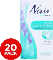 Nair Easiwax Mini Strips For Face and Sensitive Areas 20pk//FREE SHIPPING AU