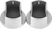 Joyzan Gas Hob Knobs, Stove Knob Silver Cooker Hobs Control Rotary Knobs Universal Zinc Alloy Gas Hob Switch Button Replacement Adaptors Compatible with Most Home Kitchen Stoves Cooktop Burner 2 Pcs