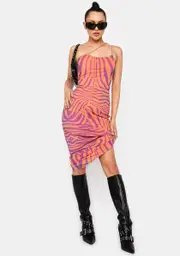 [AFRM] Orange Zebra Analena Mesh Midi Dress