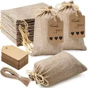 25Pcs Premium Burlap Gift Bags with Drawstring and 25Pcs Gift Tags & String,
