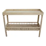 Bahama 108x84cm Bamboo Console Table w/ Glass Top Rectangle Furniture Med Wash