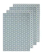 [Ladelle] Daisy Kitchen Towel in Printed Blue 4 Pack