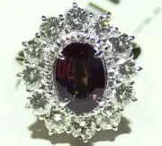 GIA Certified 4.78CT Platinum Natural Brazilian Alexandrite Diamond Vintage Ring
