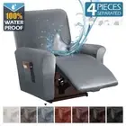 Waterproof PU Recliner Chair Cover Slipcover Sofa Cover For Living Room 1Seat