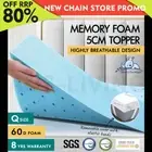STARRY EUCALYPT Memory Foam Mattress Topper Ventilated Bamboo Cover 5cm Queen