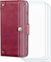 LCEHTOGYE Cover for Lebest P13 Pro + 4 Slice HD Tempered Glass,Shell BracketBumper Protective Back Case - Anti-Scratch Screen Protector for Lebest P13 Pro - HZLD -Red