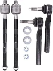 NewYall Inner Outer Front Left and Right Suspension Tie Rod End Kit for Hummer H3 2007-2010, H3 with 16mm Thread Tie Rods 2006, H3T 2009-2010