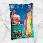 2 Pairs - Small Mr. Clean Reusable Latex Gloves for Dish Washing and Cleaning!
