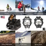 Ice Snow Anti Slip 19 Spikes Grips Grippers Crampons Cleats For Hike Shoes Boot