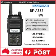 IP65 BF-A58S Walkie Talkies UHF VHF Tri-Band Two Way Radio 8W Handheld Portable